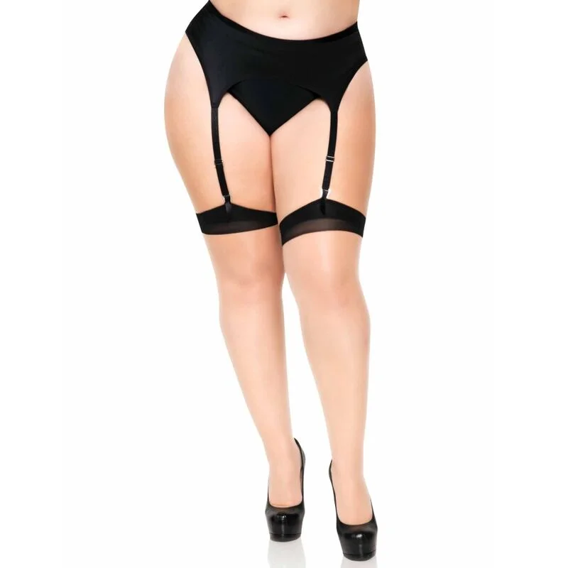 Leg Avenue - Plus Lycra Sheer 2 Tons Cuisses Hautes Avec Couture Arrière Et Talon Cubain